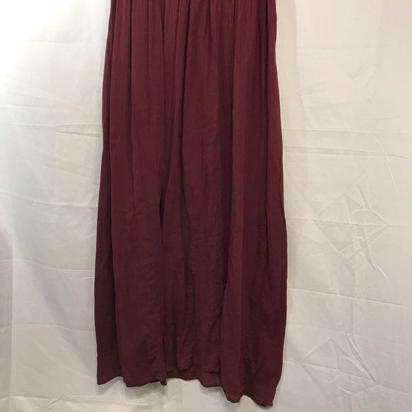 INTIMATELY FREE PEOPLE Sz XS Maroon Red Short-Sleeve Sheer Maxi Dress; Preloved - Picture 3 of 7